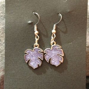 Blue leaf earrings